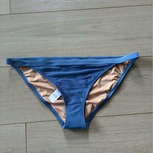 NWT J. Crew Women's Ribbed Trim Hipster Full Coverage Bikini Bottom Size L Blue